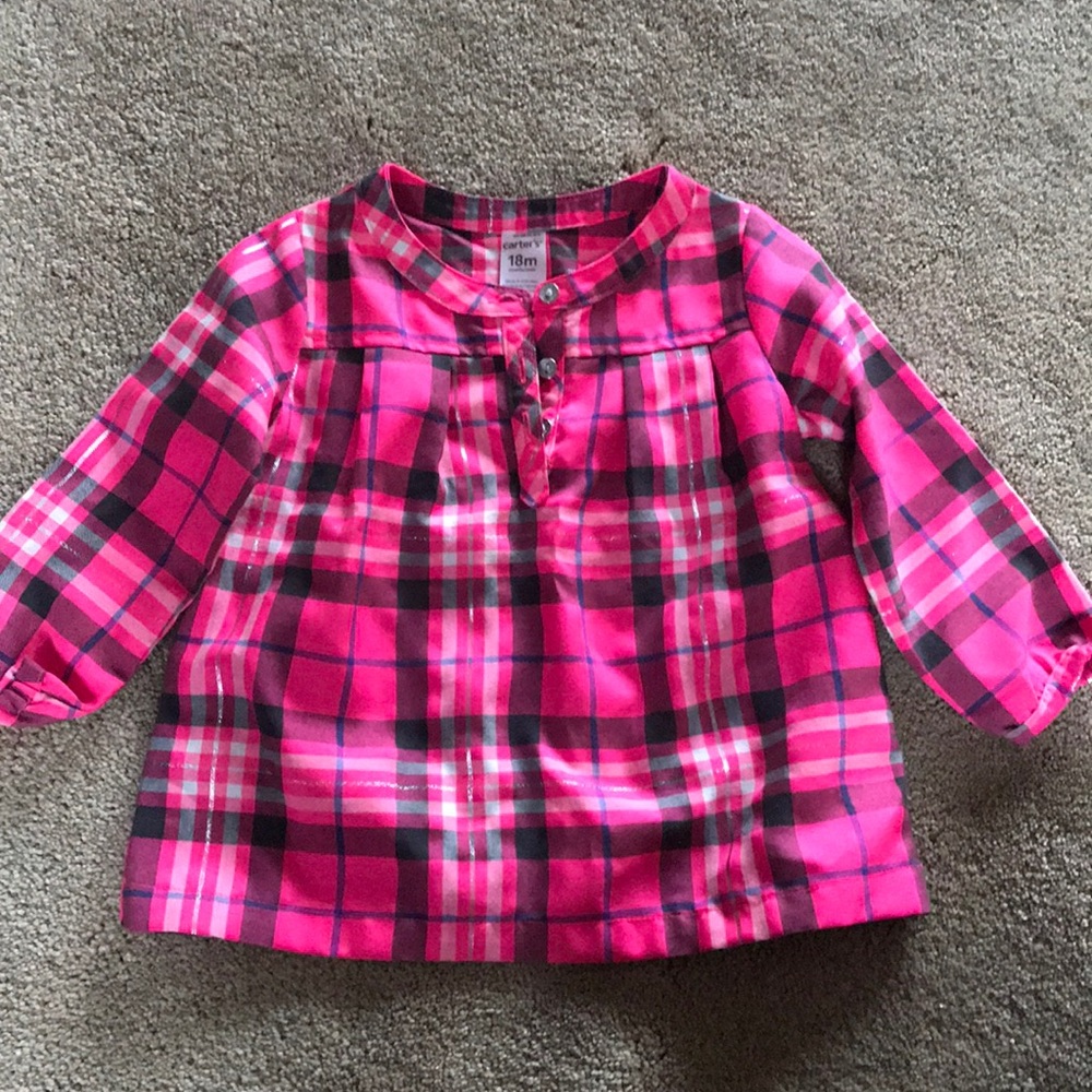 Carter’s Pink Plaid Blouse 18M Toddler